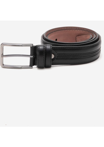Hakiki Deri 3.5 cm Dikişli Erkek Klasik Kemer 517 Siyah fiyatları