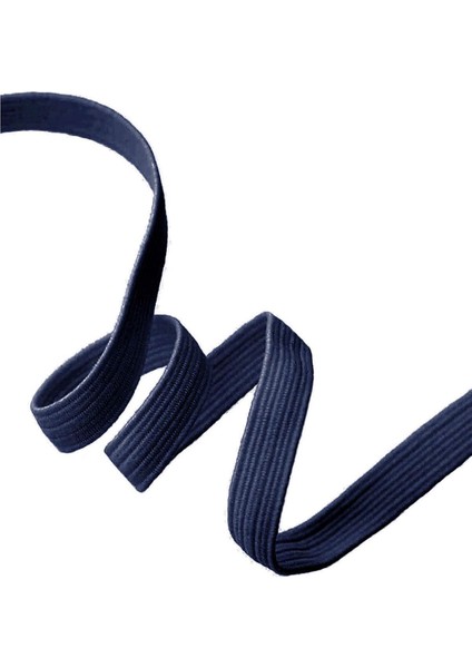 Lacivert 6 mm 5 mt Dayanıklı Sert Yassı Elastik Şerit Lastik