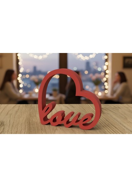 3D Baskı Kırmızı “love” Kalp Şeklinde Dekoratif Obje – Pla Malzeme