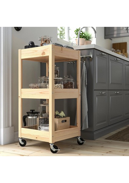 Loshult Servis Arabası Çam 38 x 38 x 82 cm modelleri