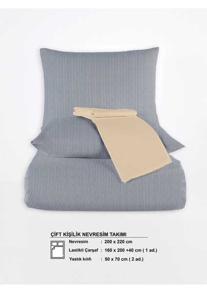 Chıc %100 Pamuk Ranforce Akay Lacivert Ipliği Boyalı Nevresim Takımı Çift Kişilik - 200X220 cm indirimleri