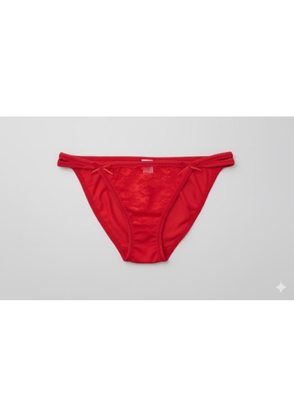 Tutku Kadın Elastan Önden Dantelli Bikini Külot – Kırmızı, Şık ve Rahat