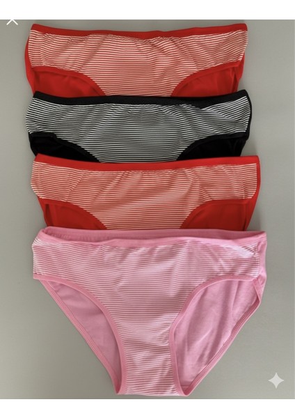 Tutku Kadın Berry Bikini Külot 4’lü Set – %94 Pamuk, %6 Elastan, Desenli ve Esnek