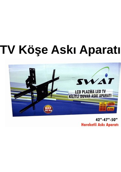 Tek Kollu Köşe Tv Askı Aparatı – Hareketli Sağlam ve Şık Tasarım 42"-50" 107 -127 cm Ekran