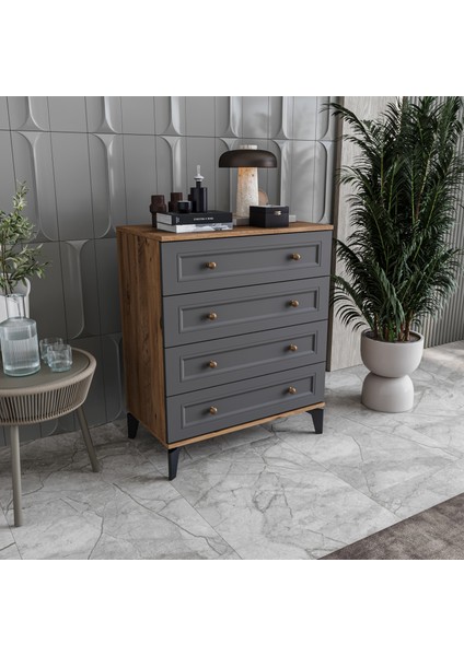 Loren 4 Çekmeceli Şifonyer Tamamı Mdf (Antrasit) fiyatları