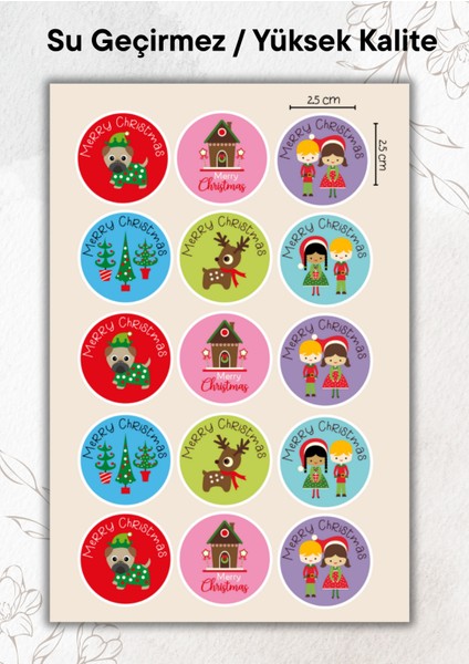 Yılbaşı Sticker 15 Adet Yüksek Kalite Su Geçirmez YRM095