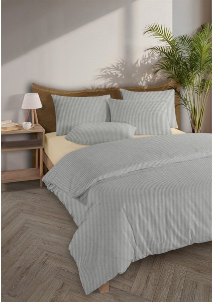 Chıc %100 Pamuk Ranforce Akay Koyu Gri Ipliği Boyalı Nevresim Takımı Çift Kişilik - 200X220 cm