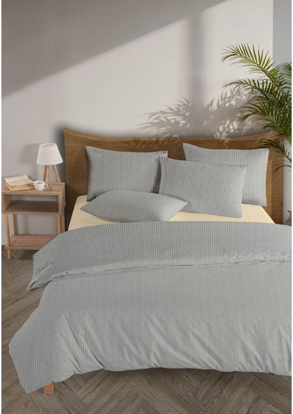 Chıc %100 Pamuk Ranforce Akay Koyu Gri Ipliği Boyalı Nevresim Takımı Çift Kişilik - 200X220 cm fiyatları