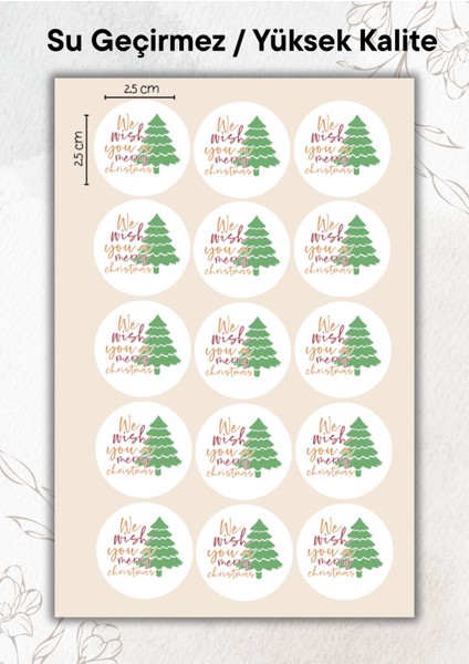 Yılbaşı Sticker 15 Adet , Christmas Sticker Yüksek Kalite Su Geçirmez YRM089