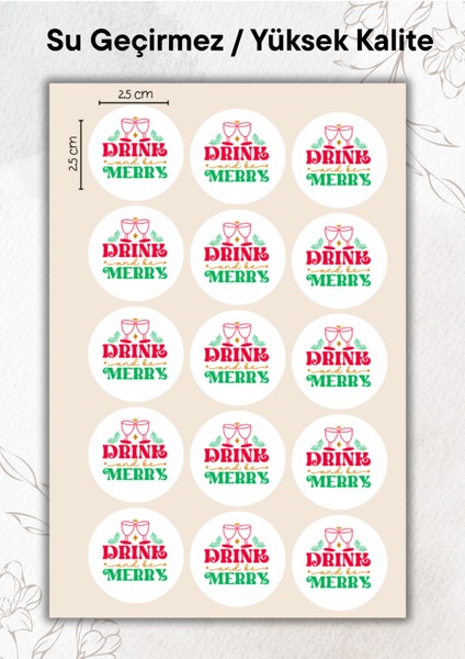 Yılbaşı Paketleme Sticker 15 Adet Yüksek Kalite Su Geçirmez YRM092