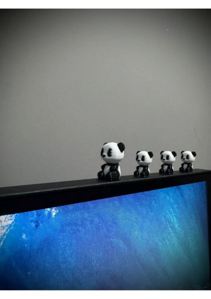 4lü Sevimli Panda Ailesi Torpido Aksesuarı Araç Içi Süs Masa Üstü Dekor