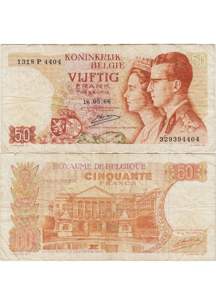 Belçika 50 Frank 1966 Çok Temiz(-)