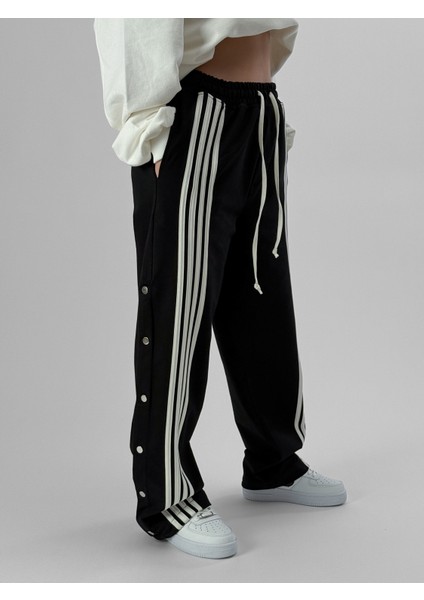 Kadın Şeritli Siyah Baggy Pantolon COC1078 fiyatları