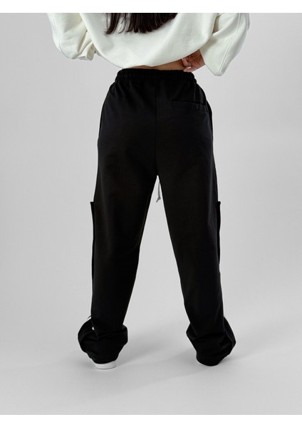Kadın Şeritli Siyah Baggy Pantolon COC1078 fırsatları