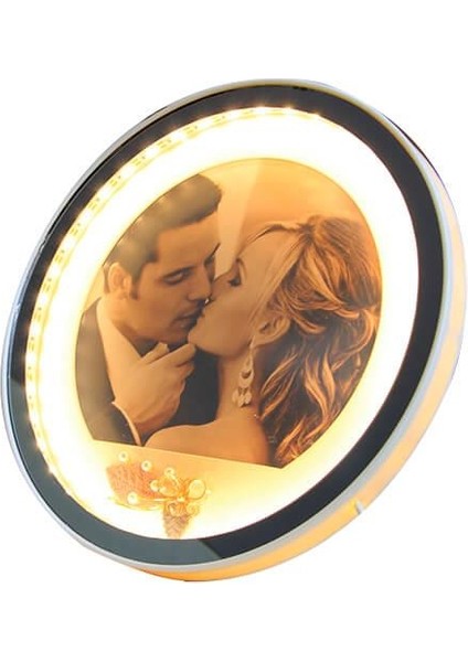 Ayna LED Li Çerçeve LED Işıklı Yuvarlak Fotoğraf Çerçevesi
