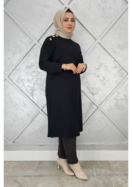 Kadın Düğme Detaylı Tesettür Tunik