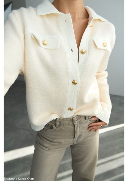 Kadın Erkek Yaka Ceket Tipi Düğmeli Kışlık Hırka fiyatları