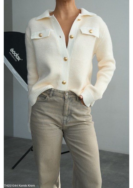 Kadın Erkek Yaka Ceket Tipi Düğmeli Kışlık Hırka modelleri