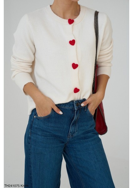 Kadın Düğmeli Yaka Desenli Hırka modelleri