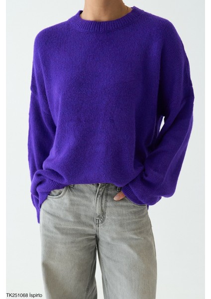 Kadın Bisiklet Yaka Basıc Kazak