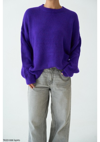 Kadın Bisiklet Yaka Basıc Kazak modelleri