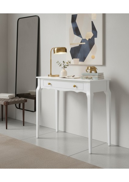 90 cm Masif Konik Beyaz Dresuar