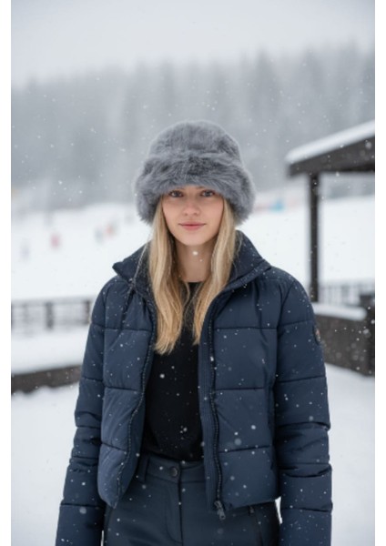 Kadın Kürklü Kışlık Peluş Bucket Şapka