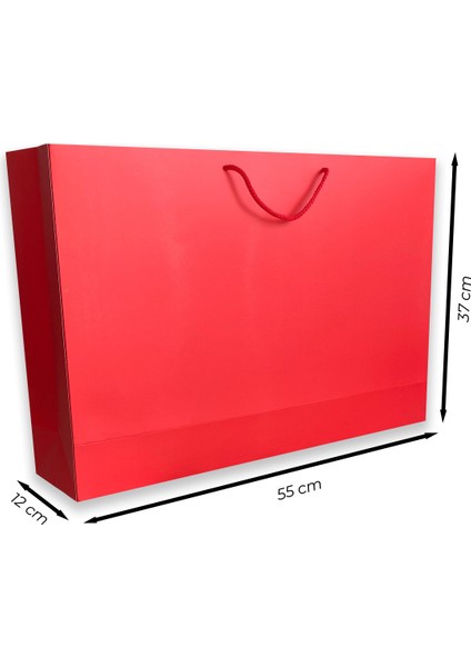 10 Adet Kırmızı Karton İpli Çanta (55X37X12)