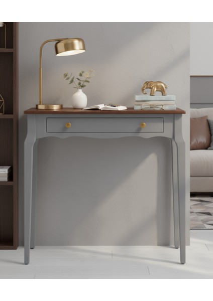 100 cm Masif Konik Gri Ceviz Dresuar