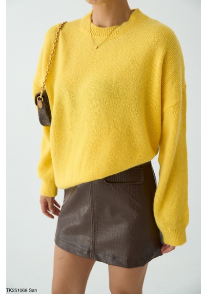 Kadın Bisiklet Yaka Basıc Kazak modelleri