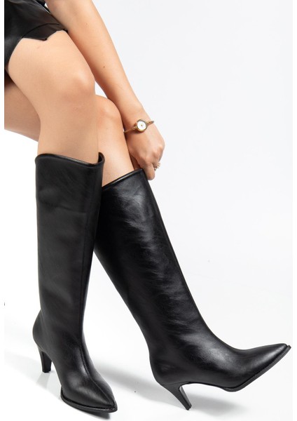 Suins Lucin Kadın Siyah Kahve Çizme 7 cm Topuk Boyu Çizme fırsatları