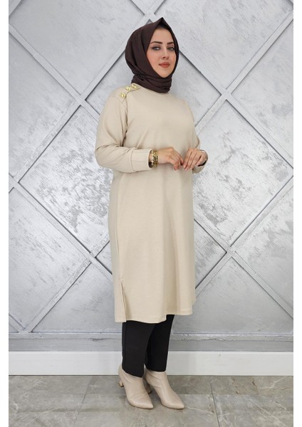 Kadın Düğme Detaylı Tesettür Tunik