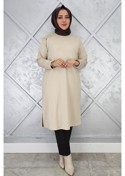Kadın Düğme Detaylı Tesettür Tunik modelleri