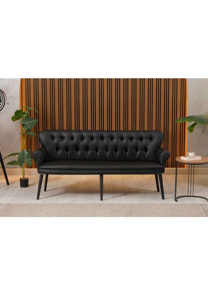 Perla P Kol Siyah Deri Siyah Ahşap Ayaklı Ofis Koltuk Takımı fiyatları