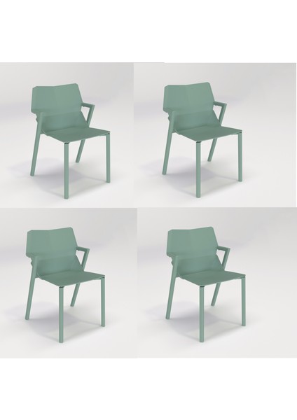 4 Adet Hoka Plastik Sandalye Dayanıklı Kolay Temizlenebilir