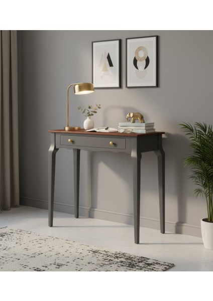 90 cm Masif Konik Antrasit Ceviz Dresuar