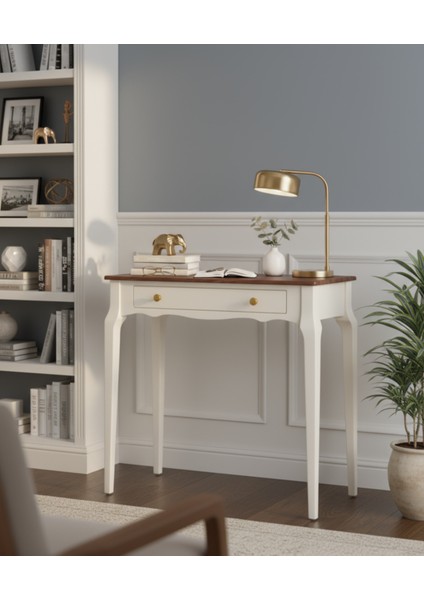 90 cm Masif Konik Krem Ceviz Dresuar