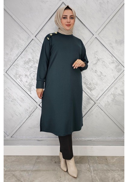 Kadın Düğme Detaylı Tesettür Tunik