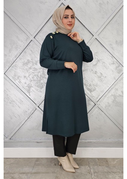Kadın Düğme Detaylı Tesettür Tunik modelleri