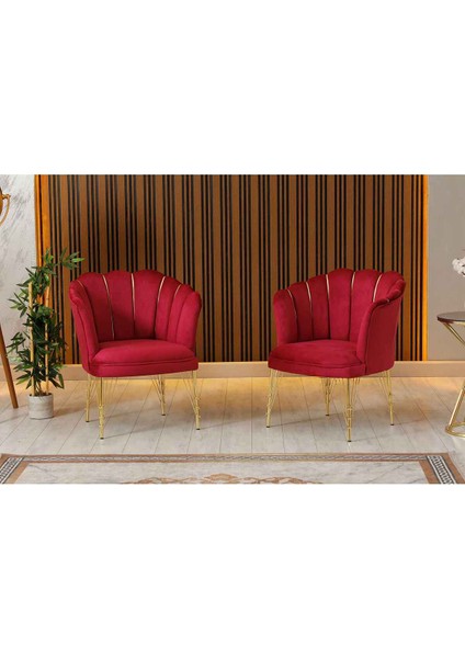 Zentro Kırmızı Kumaş Metal Gold Ayaklı Ofis Koltuk Takımı Çay Seti Koltuk Takımı fırsatları