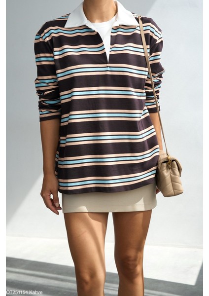 Kadın Erkek Yaka Uzun Kollu Basıc Çizgili Triko Kışlık Kazak fiyatları