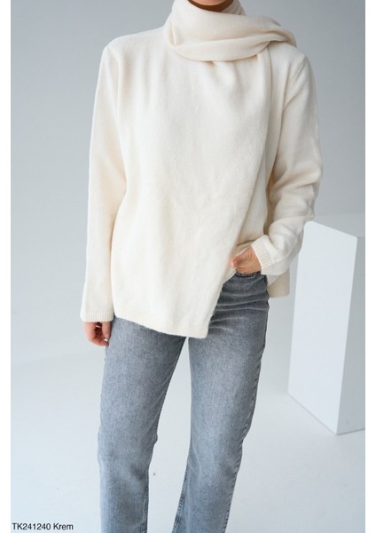 Kadın Kendinden Boyun Şallı Triko Kazak fiyatları