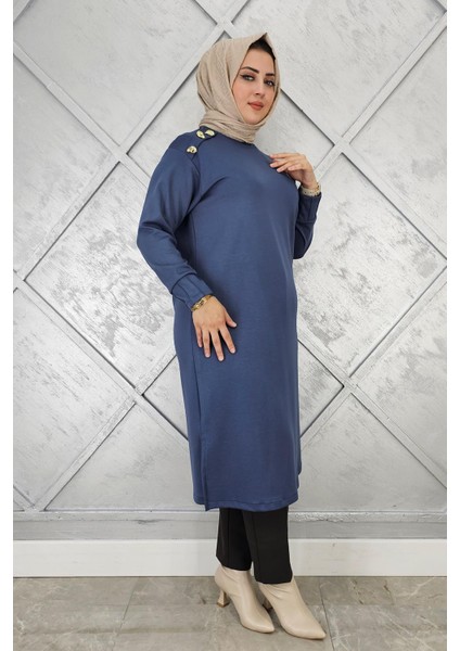 Kadın Düğme Detaylı Tesettür Tunik
