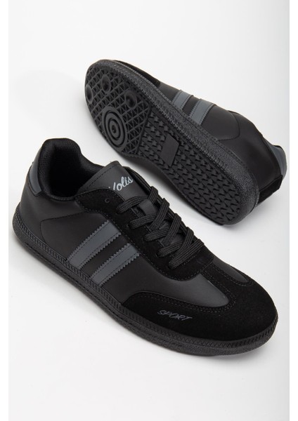 Erkek Spor Ayakkabı Siyah Samba Model Ince Taban Bağcıklı