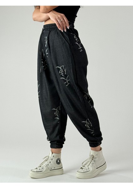 Chinese Desenli Antrasit Kadın Jogger Pantolon COC1001 fiyatları