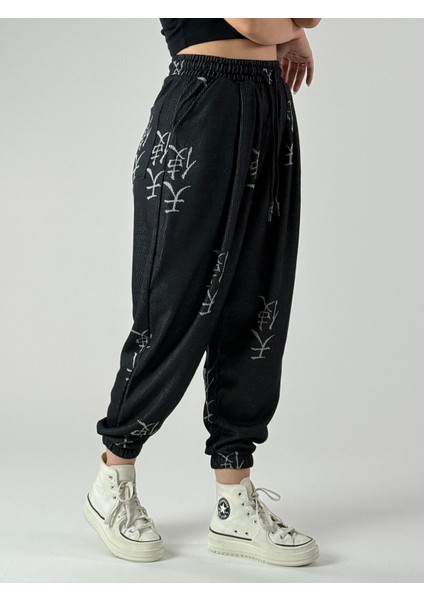 Chinese Desenli Antrasit Kadın Jogger Pantolon COC1001 modelleri