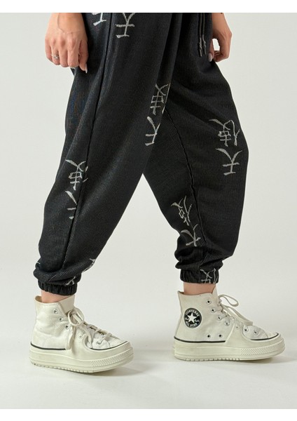 Chinese Desenli Antrasit Kadın Jogger Pantolon COC1001 indirimleri