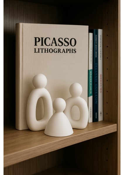 Minimalist Aile Biblo Seti – Lüks Bohem Dekoratif Objeler, Seramik Görünümlü 3’lü Figür fiyatları