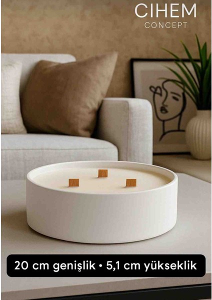 Dev Boy Beyaz Doğal Mum Kasesi 20 cm