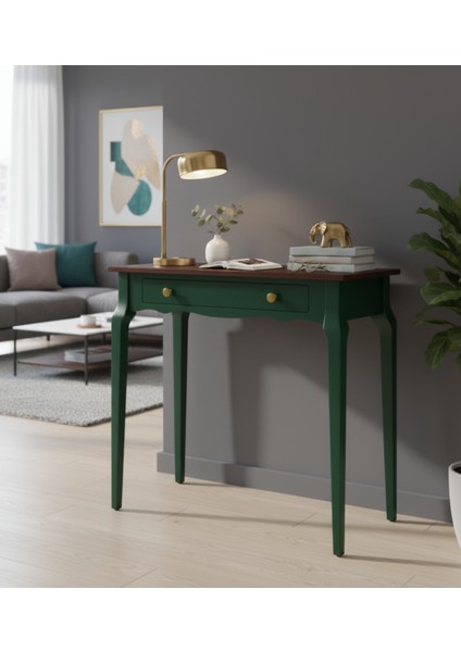 90 cm Masif Konik Yeşil Ceviz Dresuar